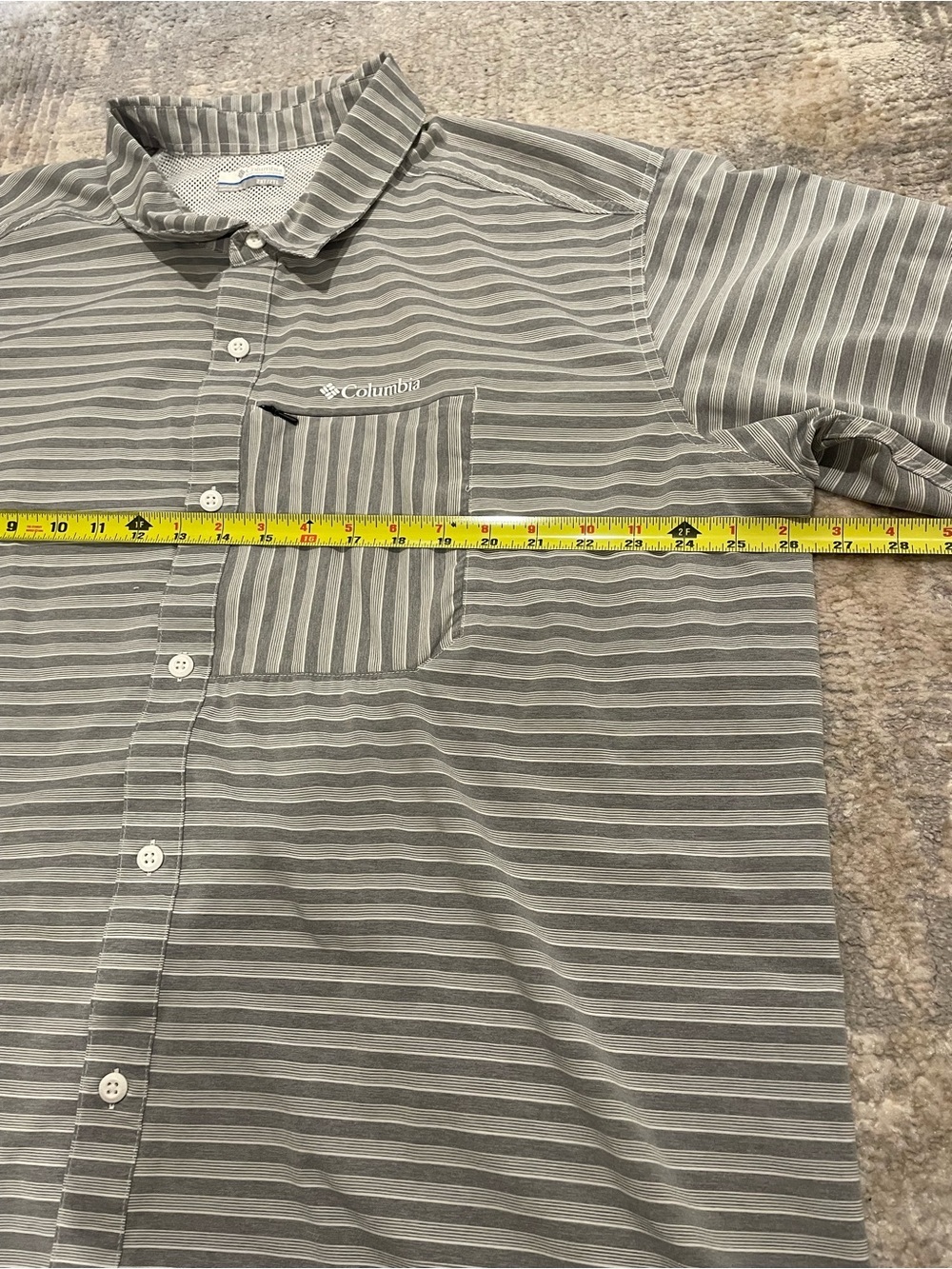 Columbia Omni Shade Vented Button Down Shirt Outdoor Fishing Gray White Size 2XT - Picture 8 of 10